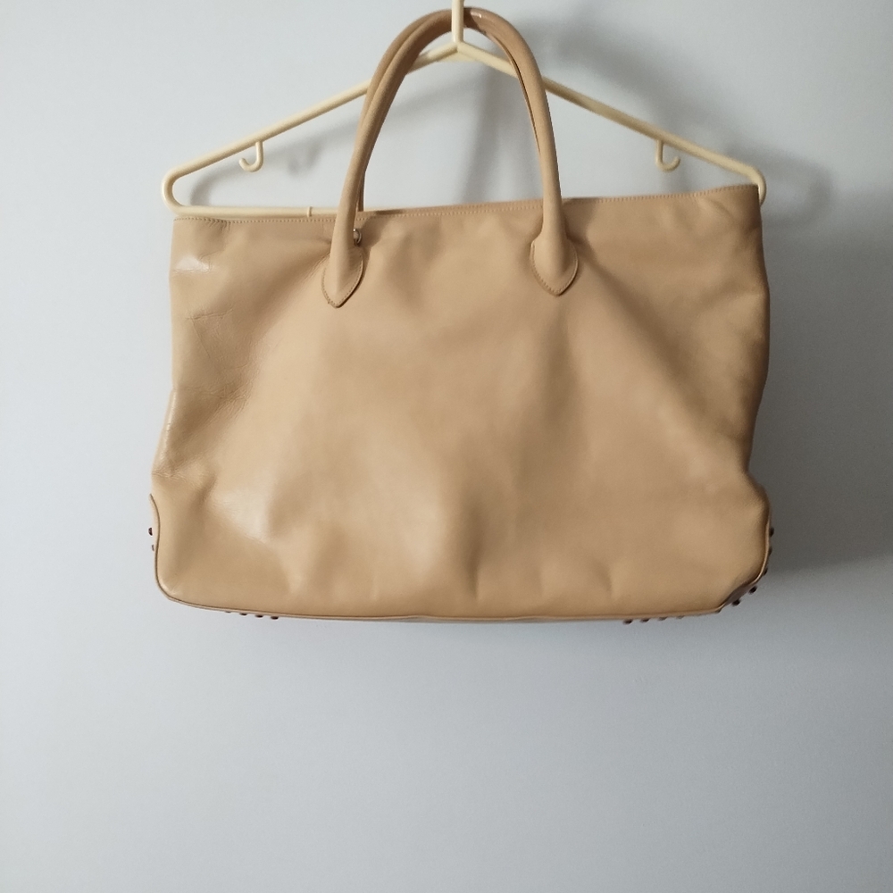Stokton Caramel Tan Leather Hand Bag Made In Italy